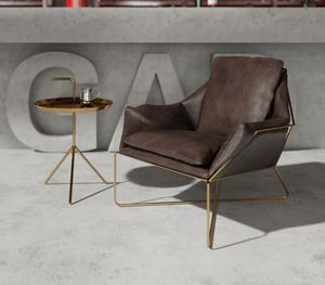 Oulunmei oro nero luce di cuoio di lusso arte singolo semplice pigro lettino piccola famiglia semplice e moderno di arte del ferro divano sedia - Product Image 5
