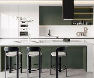 Ensemble de cuisine modulaire en bois laqué brillant personnalisé, évier, design moderne, charnières à fermeture douce, appartement, villa, centre commercial, hôpital - Product Image 1