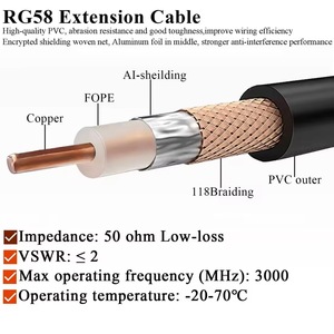 Коаксиальный кабель YCT <span class=keywords><strong>RG58</strong></span> для беспроводных антенн, удлинитель 5 м, 2G 3G 4G LTE, с низкими потерями, разъемы RF SMA (папа-мама), медный проводник - Product Image 2