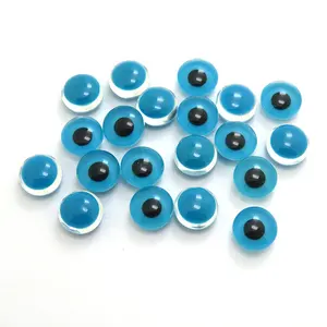 Blue Evil Eyes Glass Stone Round Shape 9mm Evil Eyes Beads Synthetic Stone
