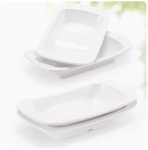 Assiettes rectangulaires <span class=keywords><strong>en</strong></span> mélamine blanche, plateaux de service longs <span class=keywords><strong>en</strong></span> mélamine incassables, <span class=keywords><strong>vaisselle</strong></span> mate de qualité alimentaire <span class=keywords><strong>pour</strong></span> restaurant, buffet - Product Image 1