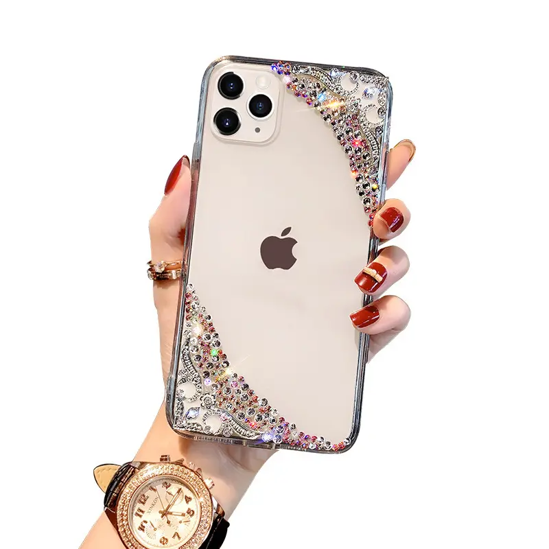 Drop shipping Luxury Glitter Shine Crystal Diamond Mirror Phone Case For Iphone 11 12 13 Pro Max Xr Xs Max 8 7 Girl Phone Cover