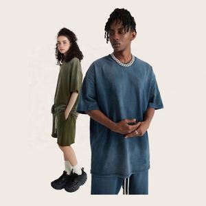 Women's Custom Streetwear T-<b>Shirts</b> Knitted 100% Cotton Washed Gradient Colors Breathable Soft Anti-Shrink - Product Image 3