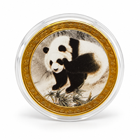 Médaillon Panda Peinture à l'Encre Chinoise 2026, Art Populaire Forêt des Dix Bambous, Boîtier Plaqué Fer