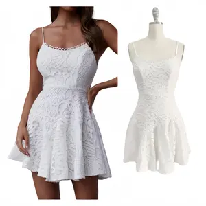 White Lace Dress Summer Women Sexy Spaghetti Strap Backless Mini Dress for Ladies Elegant Dress