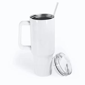 Gobelet isotherme personnalisé réutilisable de 40 oz avec poignée et paille rabattable, anti-fuite, bouteille d'eau isolée - Product Image 3