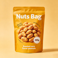 Sachet d'emballage personnalisé biodégradable imprimé de qualité alimentaire à fond plat avec fermeture éclair pour noix de cajou, arachides et autres snacks