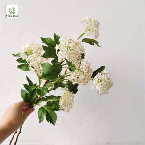 Vente en gros Voile de mariée artificiel à 5 têtes Fleurs Spirea Boule de neige Petit hortensia blanc pour mariage Fleurs décoratives - Product Image 2