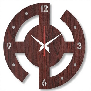 Horloge murale en bois ronde à affichage analogique à aiguilles, à quartz, pour la décoration du salon - Product Image 3