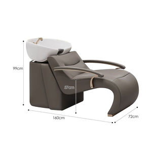 Fauteuil de lavage en acier inoxydable doré avec raccords d'eau, lit de lavage personnalisable pour salon de coiffure - Product Image 6