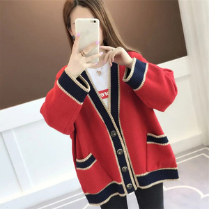 <span class=keywords><strong>Pull</strong></span> en laine à rayures tendance pour <span class=keywords><strong>femme</strong></span>, col en V, manches longues, tricot décontracté pour l'hiver - Product Image 4
