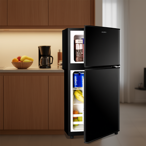 Mini-réfrigérateur-congélateur compact Anukis à 2 portes, 3,5 pi³, sans givre, étagères amovibles, pour cuisine, dortoir, appartement, bar, noir - Product Image 2