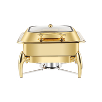 Équipement de buffet de luxe chauffe-plats en acier inoxydable doré ensemble chauffe-plats 6L chauffe-plats