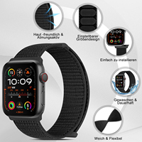 Bracelet de montre velcro à double section à boucle réglable pour Apple Watch Bracelet de montre en nylon sport respirant coloré