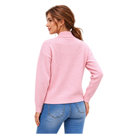 Pull tricoté rose personnalisé pour femme, col découpé, coupe ample, vente en gros OEM ODM
