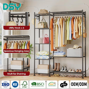 Organizadores y Almacenamiento para Armarios - Perchero Independiente con Patas Niveladoras y Correas de Anclaje a la Pared, Armario con 6 Ganchos - Product Image 1