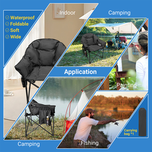 Chaise de camping de luxe portable pour l'extérieur, <span class=keywords><strong>cadre</strong></span> en métal, tissu Oxford, design pliable, douce, confortable, sac de rangement personnalisable - Product Image 6