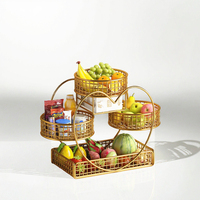 Table basse de salon moderne haut de gamme en fer avec rangement, plateau à fruits multi-niveaux, panier à fruits domestique, écologique