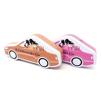 Boîte en métal vide en forme de voiture rose avec couvercle, pour rangement décoratif et cadeaux, vente en gros, directement de l'usine, approvisionnement en vrac