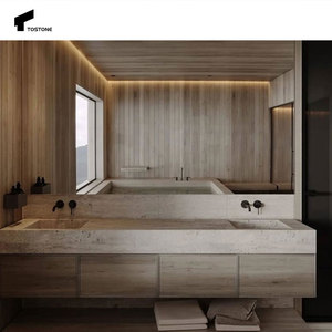 Tostone Chất lượng cao hiện đại màu be đá tự nhiên travertine Vanity Countertop cho phòng tắm rửa phòng biệt thự trang trí trong nhà - Product Image 2
