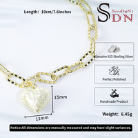 Bracelets tendance minimalistes élégants en argent sterling S925 plaqué or 18 carats, motif cœur et trombones, cadeau pour mariage et fête, pour femmes