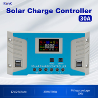 Contrôleur de charge solaire 30A, contrôleur solaire 12V 24V avec fonction de protection de la batterie