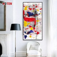 Peint à la main abstrait huile verticale énorme peinture décorative toile à code couleur avec des sujets de paysage