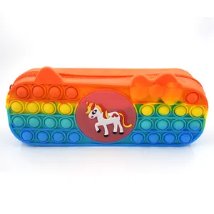 JY Factory Custom Kids Silicone Products Fashion Silicone Push It Bubble Fidgety Toys Pencil Case