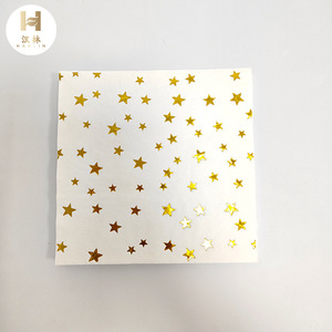 Gold Star Printed Square Paper Napkins 330mm X 330mm For Birthday Parties And Events - Product Image 5
