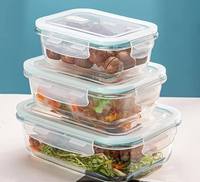 Bol en verre borosilicate carré et rond, grande capacité, boîte à bento, compatible micro-ondes, pour étudiants, conteneur de conservation des aliments frais