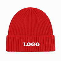 Bonnet d'hiver en acrylique mélangé, tricoté côtelé, doux et chaud, avec logo brodé personnalisé, pour hommes et femmes