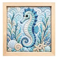 Kit d'art textile Kintsugi DIY Premium, motif hippocampe, sans couture, peinture sur tissu Susaiga doré, ensemble de loisirs créatifs pour la décoration intérieure