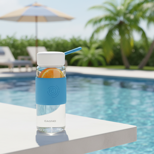 Bouteille en verre borosilicate haute résistance anti-fuite avec manchon en silicone 400 ml – Minimaliste, écologique, pour camping et voyage - Product Image 5