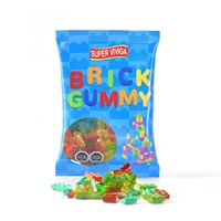 Venta al por mayor OEM: Caramelos de goma 4D con forma de bloques de construcción, dulces de gelatina DIY con forma de ladrillo, caramelos blandos con sabor a frutas para niños, snack creativo.
