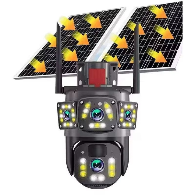 3 Lens Solar Powered 4G Security Camera V360 360° Full Coverage Night Vision AI Recognition IP66 Waterproof Survei llance