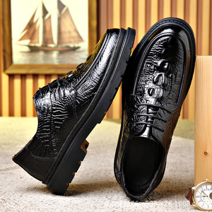Zapatos Oxford de Piel Genuina con Grabado de Cocodrilo, con Cordones, Plataforma Gruesa, Zapatos de Vestir Formales de Lujo para Bodas y Oficina - Product Image 3