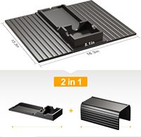Table de canapé noire détachable, antidérapante et pliable 2-en-1, avec porte-gobelet pour boissons, télécommande TV et plateaux de rangement pour collations