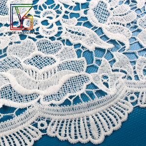 Cordones de guipur solubles en agua bordados de tela de encaje africano blanco para boda y tela - Product Image 3