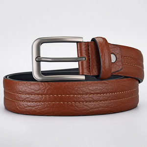 Cinturón <span class=keywords><strong>de</strong></span> Cuero PU Texturizado <span class=keywords><strong>de</strong></span> Moda Clásica para Hombre, Hebilla <span class=keywords><strong>de</strong></span> Aleación con Acabado Mate, Cinturón Cosido, Estilo Casual <span class=keywords><strong>de</strong></span> Negocios para Jeans - Product Image 2