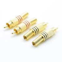 Connecteur RCA plaqué or Connecteur audio mâle/femelle avec protecteur de câble à ressort métallique rouge noir