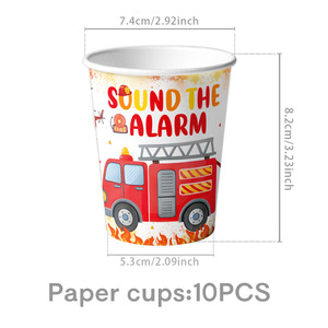 DAMAI Firefighter Birthday Party Decorations Firetruck Birthday Tableware Set Include Plates Napkins <b>Cups</b> for Fireman Party - Product Image 6
