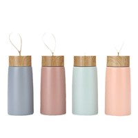 Mug à café isotherme portable avec couvercle en bois grainé, en acier inoxydable 304, thermos, gourde sous vide, mini bouteille d'eau, tasse