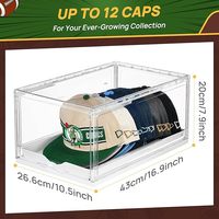 Boîte de rangement pour chapeaux empilable en plastique avec couvercle magnétique, organiseur de casquettes de baseball, chaque compartiment peut contenir 12 chapeaux avec tiroir coulissant