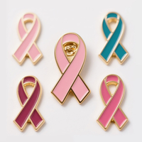 Badge Ruban Rose Personnalisable en Métal Coloré avec Logo sur Mesure pour la Sensibilisation au Cancer du Sein – Création Originale du Fabricant