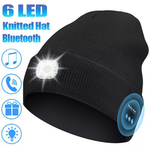 Đa Sử Dụng Thể Thao Mùa Đông Ấm Skull Mũ Và Woo Với Đèn LED Đèn pha Bluetooth 5.0 Không Dây Dệt Kim Âm Nhạc Beanie Mũ Cho Nam Giới Phụ Nữ - Product Image 2