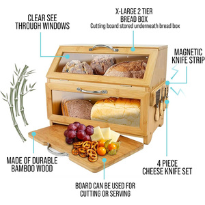 Bộ Combo hộp tre thân thiện với môi trường 7 món với thớt dao hộp lưu trữ bánh mì để bảo quản quầy bếp gia đình - Product Image 5