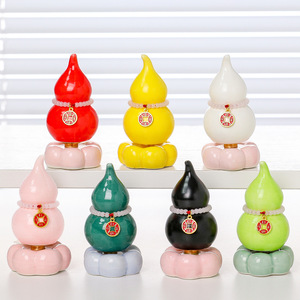 Ornement en céramique en forme de gourde multicolore, décoration de bureau Feng Shui pour la maison, le bureau, cadeau - Product Image 1
