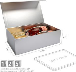 Caja de Regalo Plateada con Cierre Magnético, Cinta, Tarjeta y Relleno de <span class=keywords><strong>Papel</strong></span> Triturado <span class=keywords><strong>para</strong></span> Regalos, Graduaciones, Navidad - Product Image 5