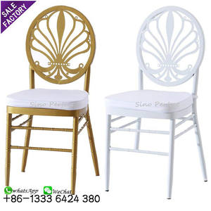 Popular Special Design Luxury Armless <b>White</b> Metal Round Back Dining Wedding Chairs for Banquet - Product Image 5