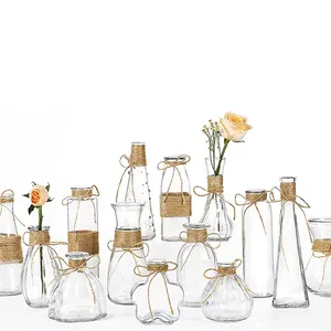 Lüks cam masa vazo dekorasyon çiçek şişe vazolar düğün için uzun boylu Centerpiece şeffaf tomurcuk vazo seti 24 adet